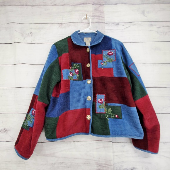 Vintage Sweaters - Vintage Koret Patchwork Crop Cardigan Sweater